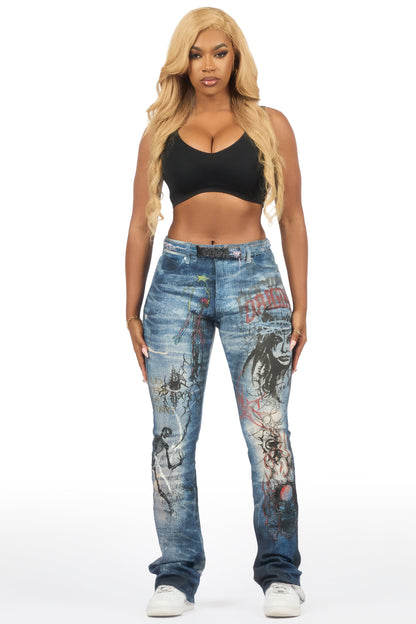 Arvana Med. Wash Stacked Flare Jean