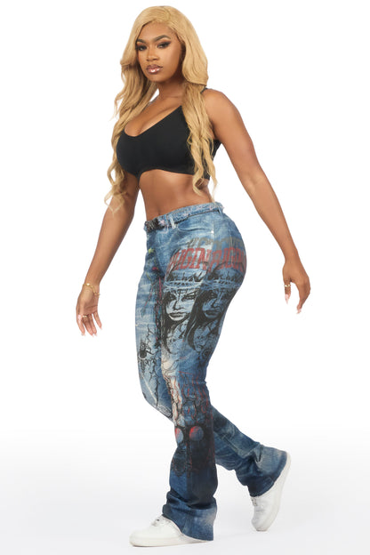 Arvana Med. Wash Stacked Flare Jean