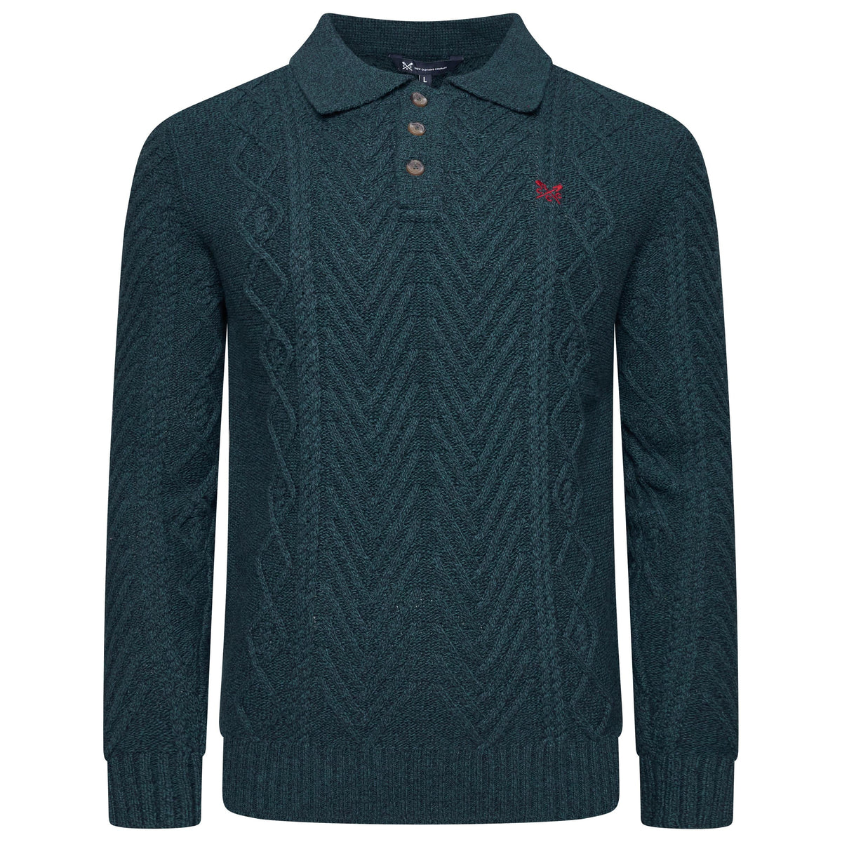 Crew Clothing Company Cable Knit Button Neck Jumper