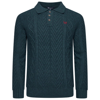Crew Clothing Company Cable Knit Button Neck Jumper