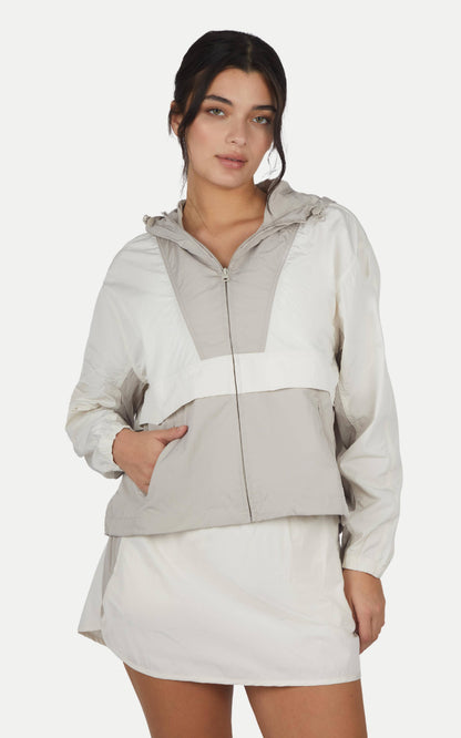 90 Degree by Reflex - Trendy Color Block Accent Hoodie Jacket WOMEN