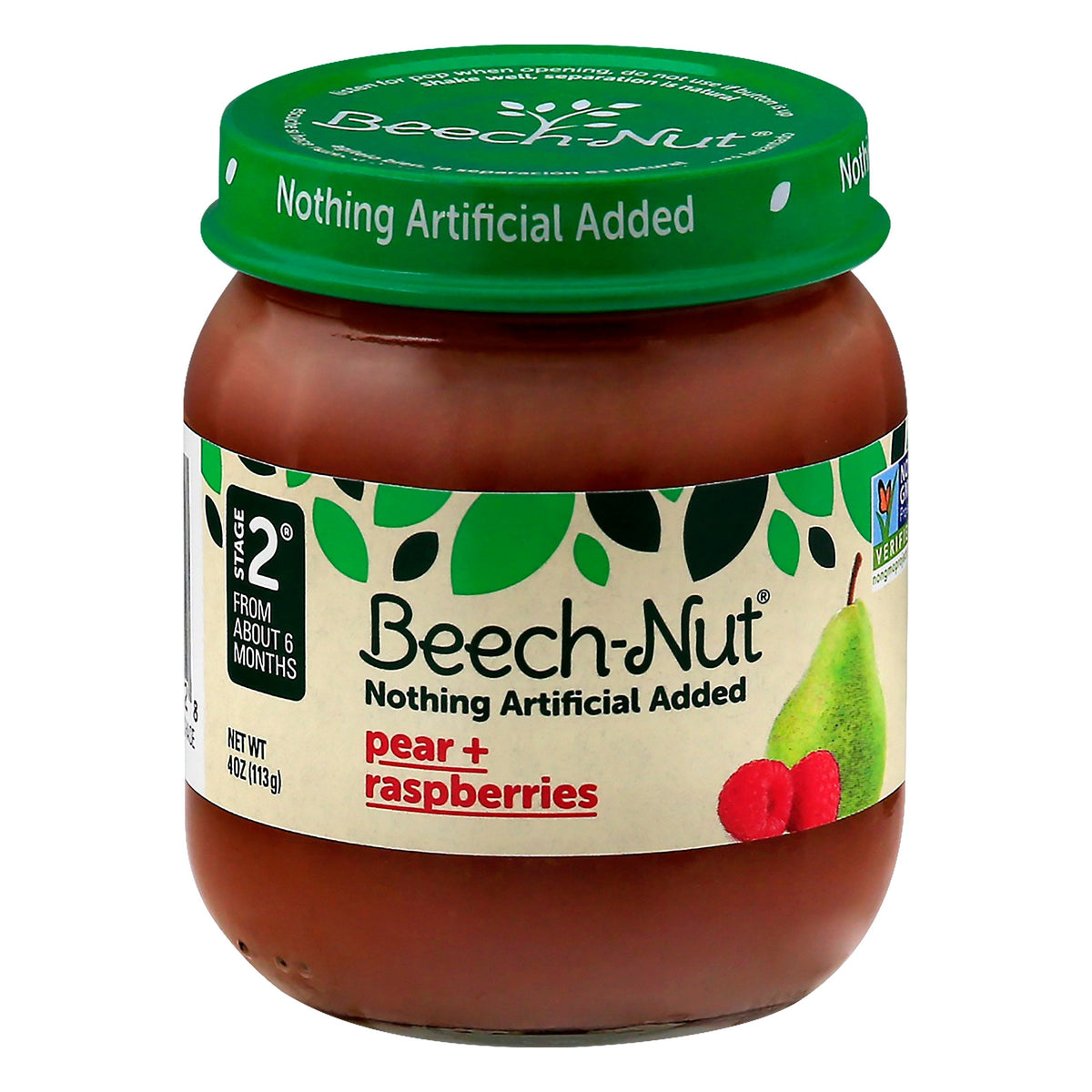 Beechnut Stage 2 Pear & Raspberry - 4 OZ 10 Pack