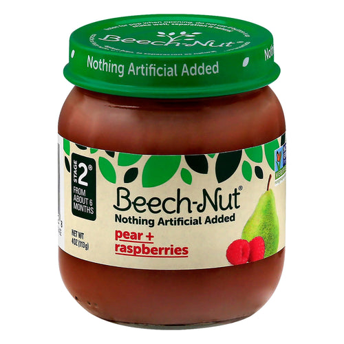 Beechnut Stage 2 Pear & Raspberry - 4 OZ 10 Pack