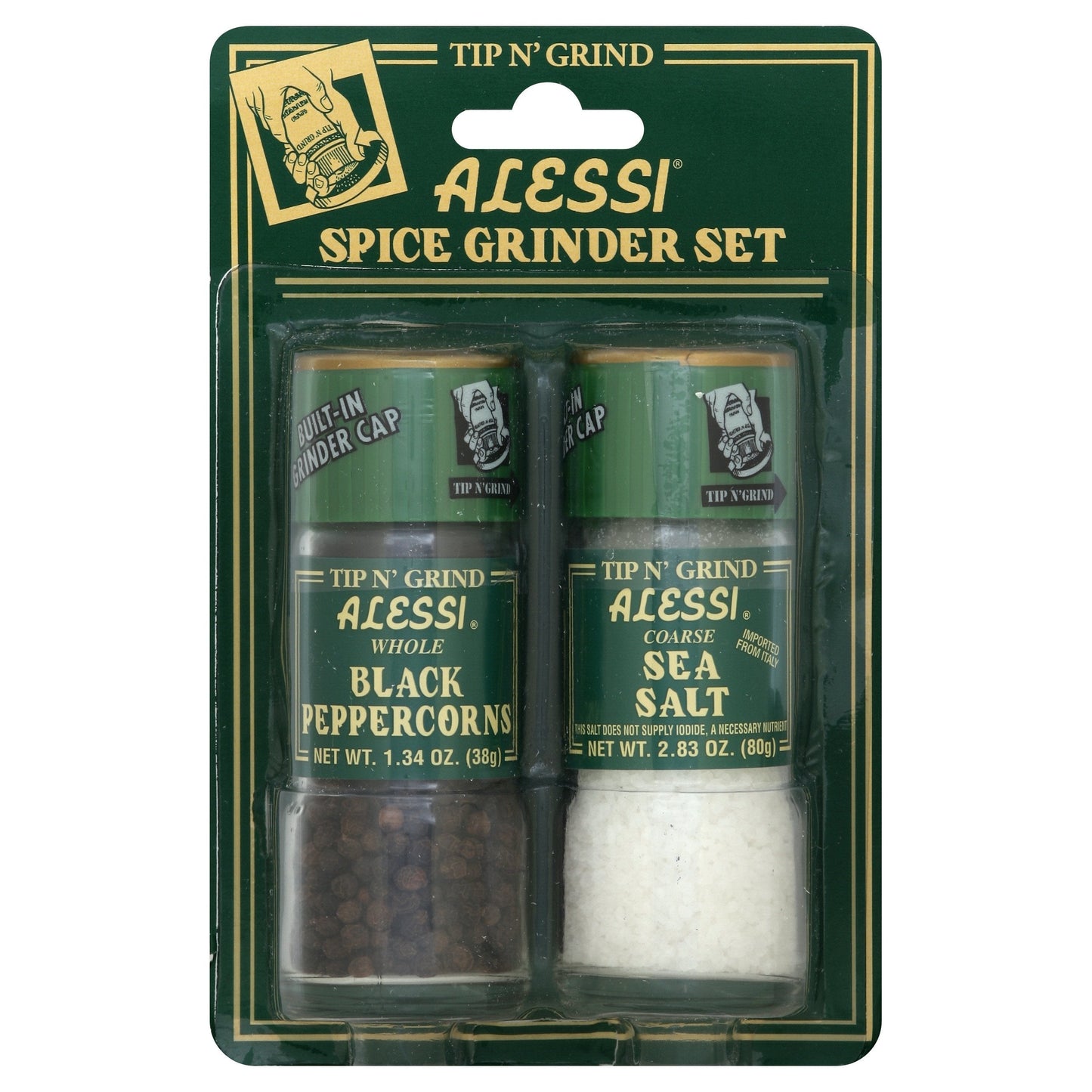 Alessi Small Salt & Whole Black Pepper Grinder Set - 4.17 OZ 6 Pack