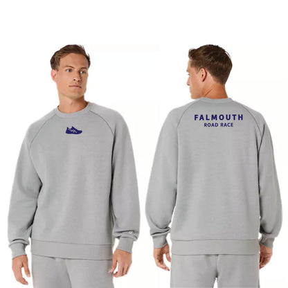 ASICS Falmouth Road Race 2026 - ASICS Unisex Fleece Crewneck Sweatshirt Grey Heather (2031F469) (FRR26-11), FRR26-16 Back)
