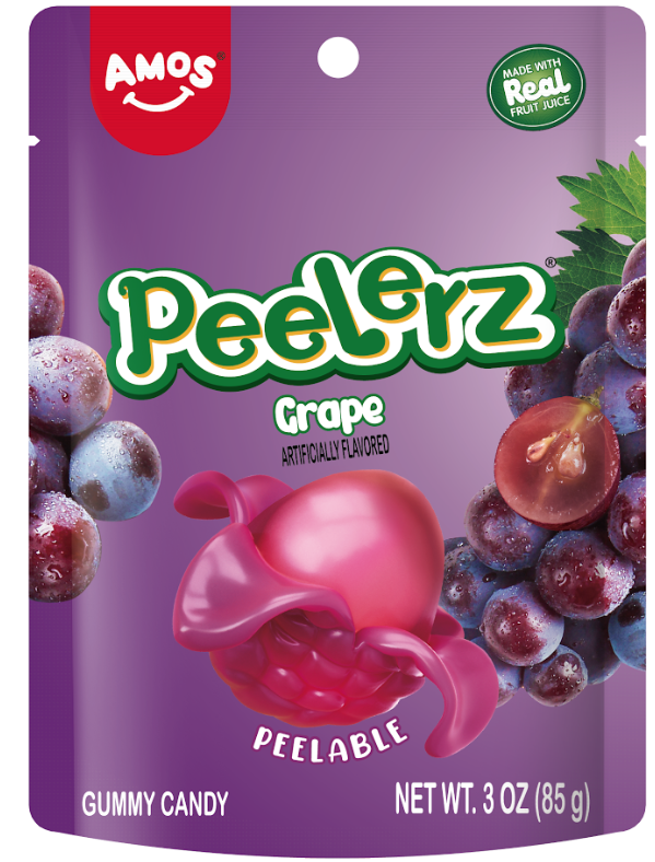 Amos Peelerz Grape Gummy Candy - 3 OZ 48 Pack