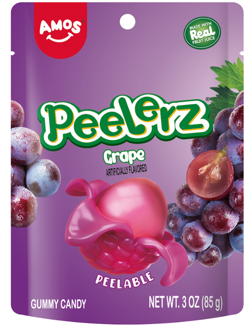 Amos Peelerz Grape Gummy Candy - 3 OZ 48 Pack