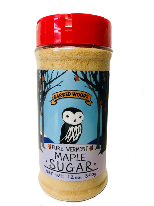 Barred Woods Maple Pure Organic Vermont Maple Sugar - Shaker Top Jar - 12 OZ 12 Pack