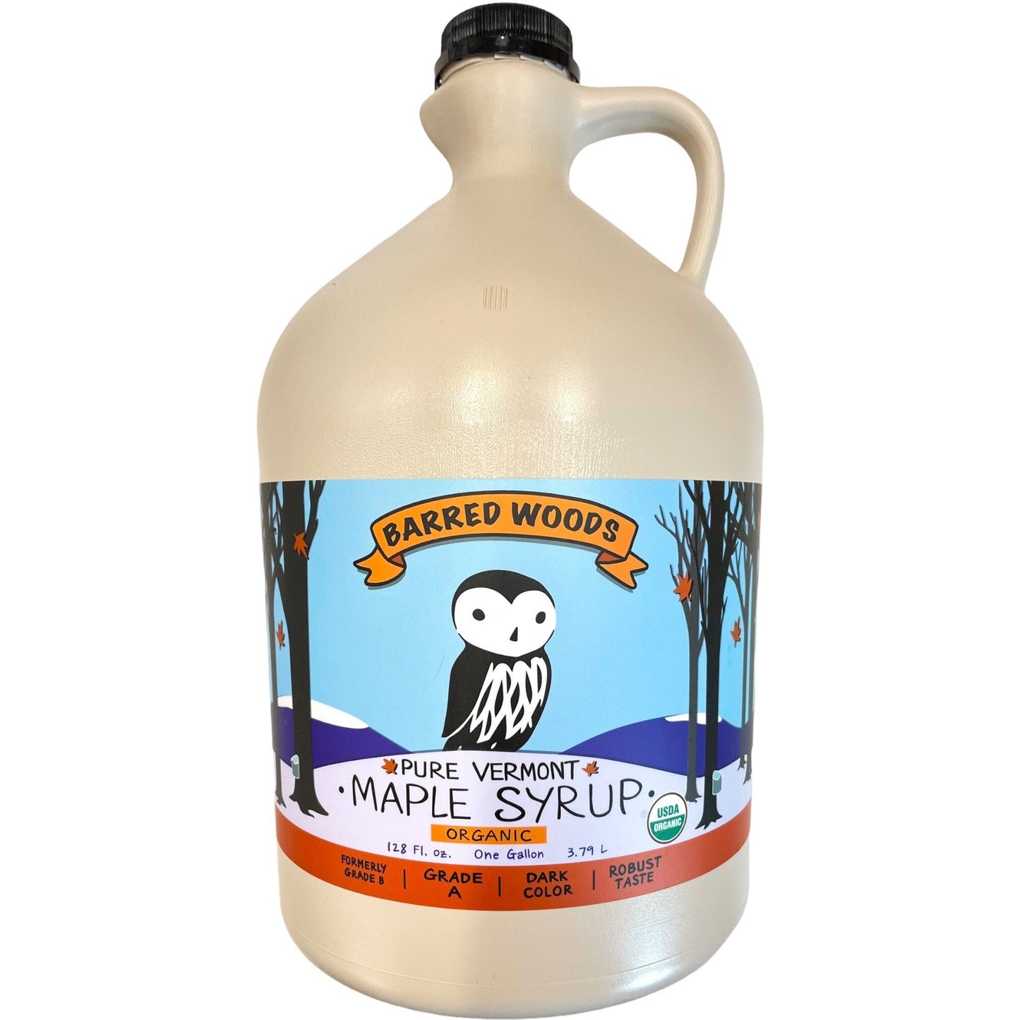 Barred Woods Maple Pure Organic Vermont Maple Syrup Dark Color - 1 GAL 4 Pack