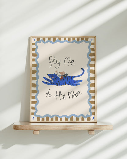 Fly Me To The Moon - Mouse & Tiger Art Print