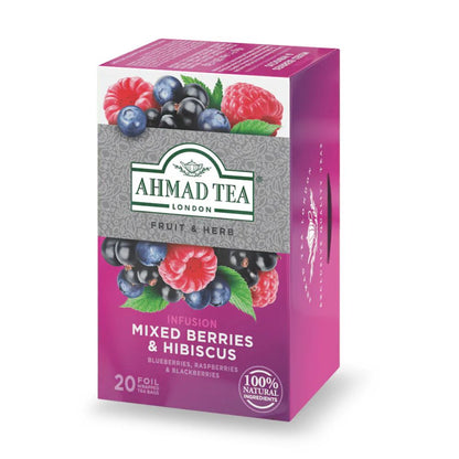 Ahmad Mixed Berries & Hibiscus Herbal Infusion 20 foil tea bags