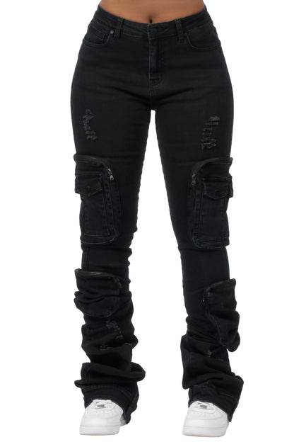 Alisson Black Cargo Super Stacked Jean