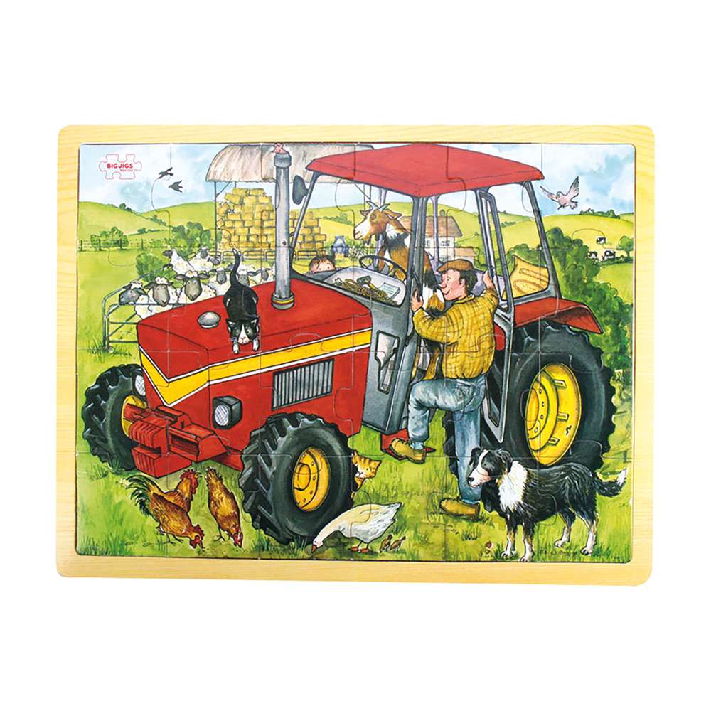 24 Piece Tractor Wooden Jigsaw Puzzle Tray