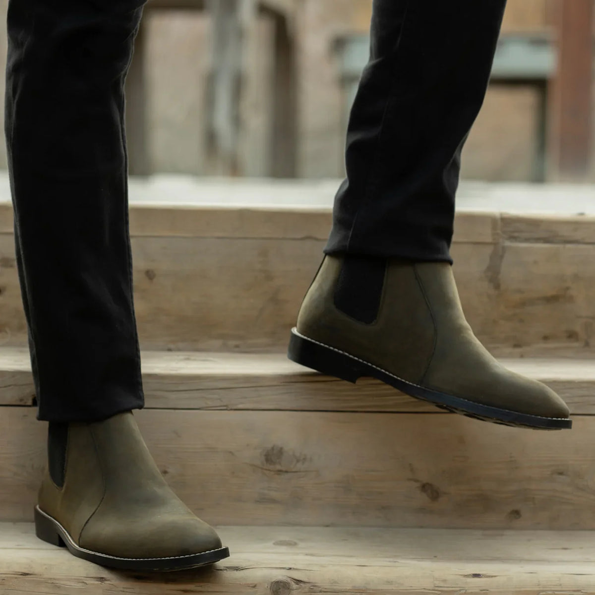 Clarkson Chelsea Olive Pullup Leather Boots - StudGuard