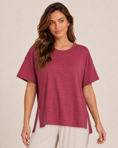 Essential Cotton Slub Tee in Berry Ice