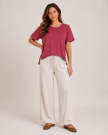Essential Cotton Slub Tee in Berry Ice