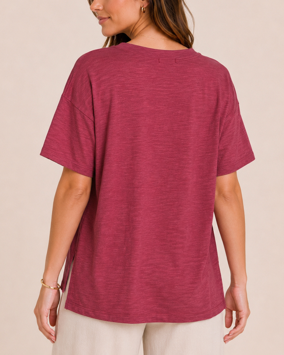 Essential Cotton Slub Tee in Berry Ice
