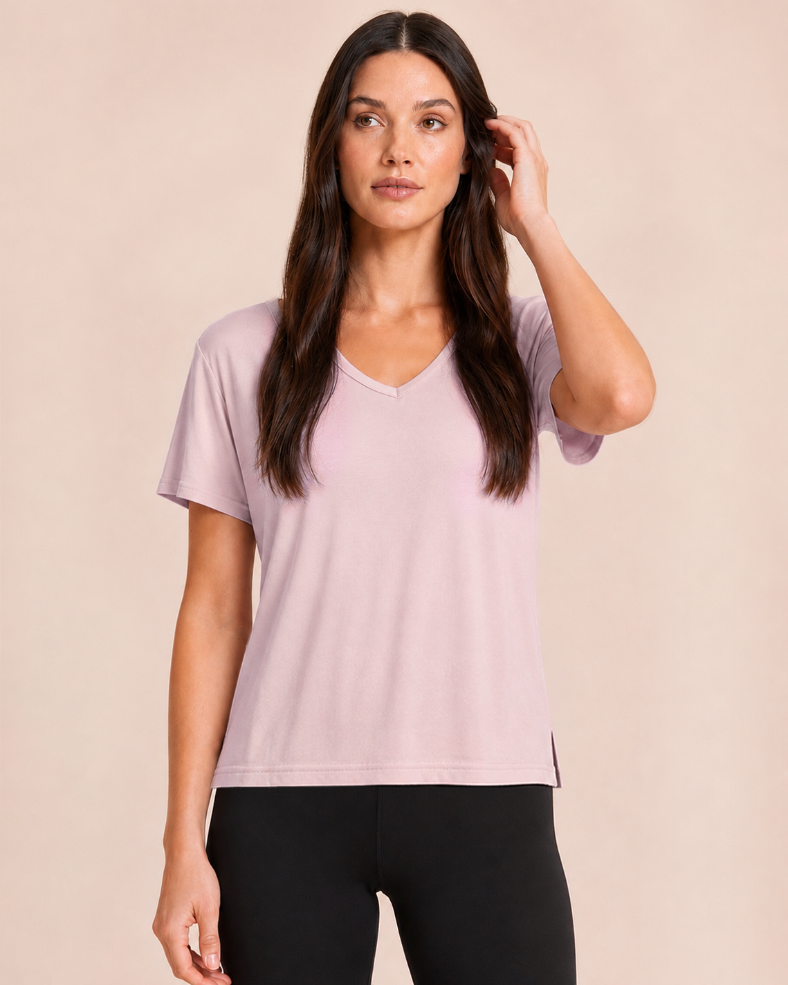 Dream Soft V-Neck Pajama Top in Mauve Mist