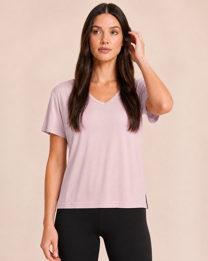 Dream Soft V-Neck Pajama Top in Mauve Mist