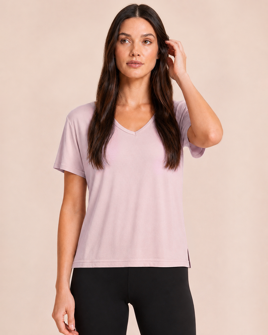 Dream Soft V-Neck Pajama Top in Mauve Mist