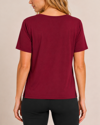 Dream Soft V-Neck Pajama Top in Cabernet
