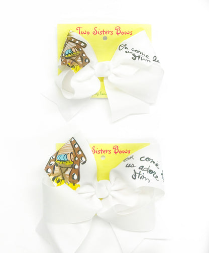 Adoration -Handpainted White Hair bow - Choose 6â or 8â