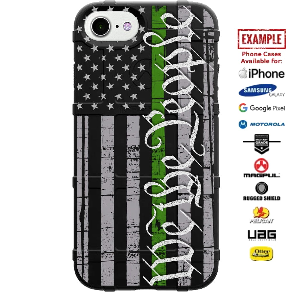 We the People Thin Green Line Assaulting Forward Subdued Flag Custom Printed Case Design for Apple, Samsung, Google & Motorola Phone Models