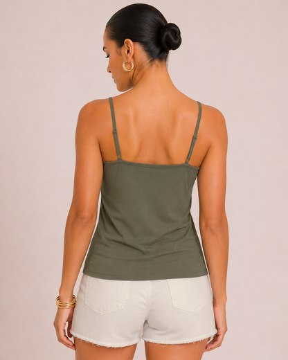 Flawless Fit Spaghetti Strap Tank in Olive