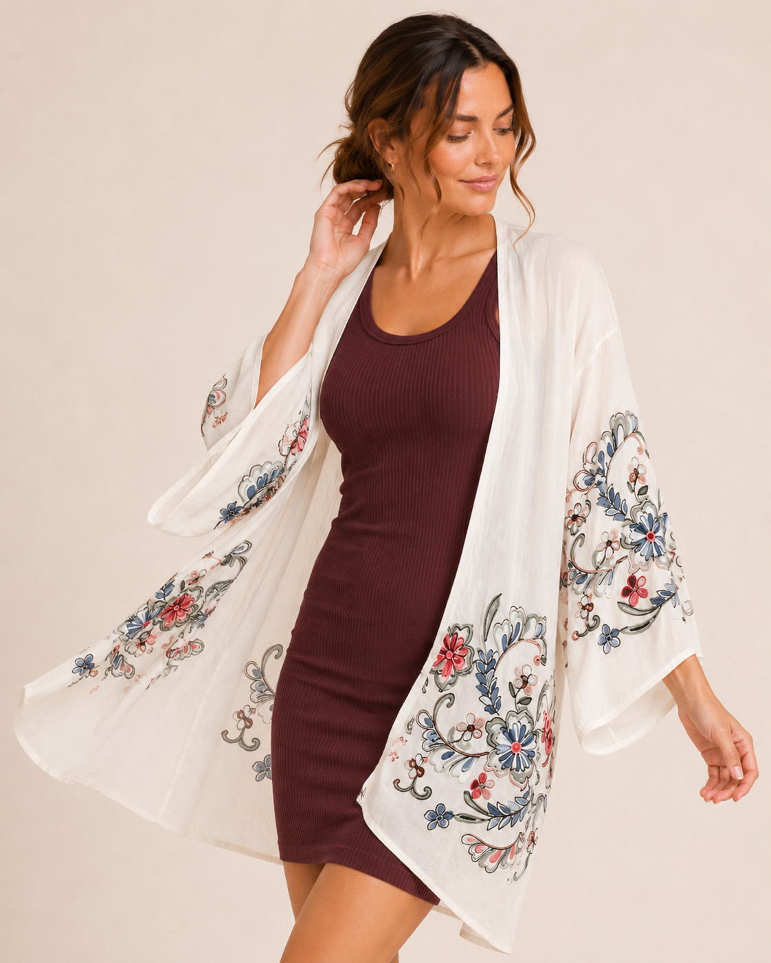 Floral Escape Cream Kimono