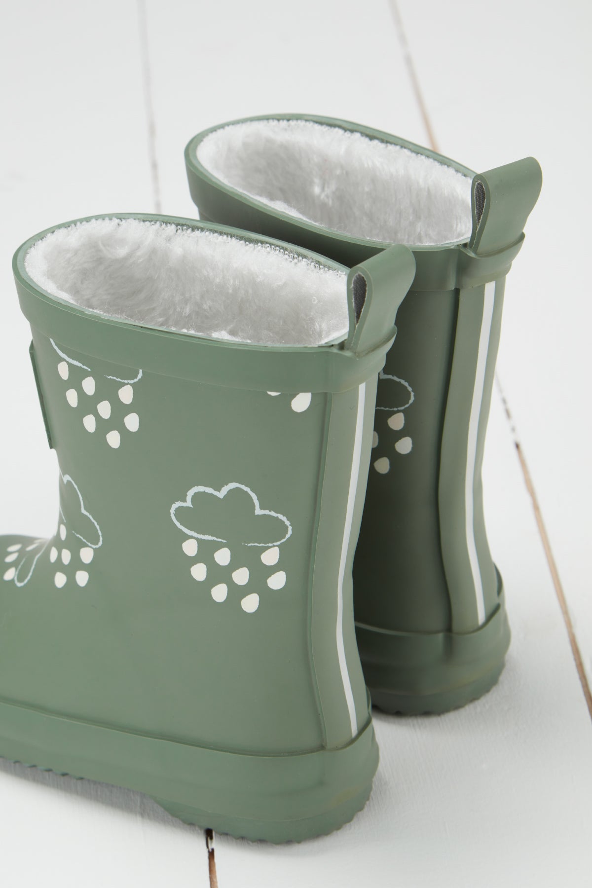 Grass & Air - Colour Changing Kids Wellies with Teddy Fleece Lining - Khaki