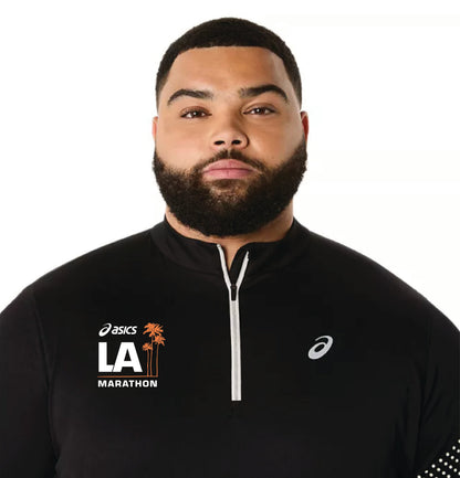 2026 ASICS Los Angeles Marathon - ASICS Men's Icon Long Sleeve 1/2 Zip Black (2011D459) (LA26-12)