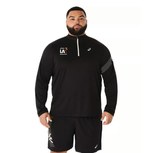 2026 ASICS Los Angeles Marathon - ASICS Men's Icon Long Sleeve 1/2 Zip Black (2011D459) (LA26-12)