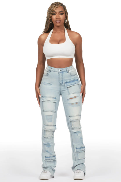 Antione Light Wash Stacked Flare Jean