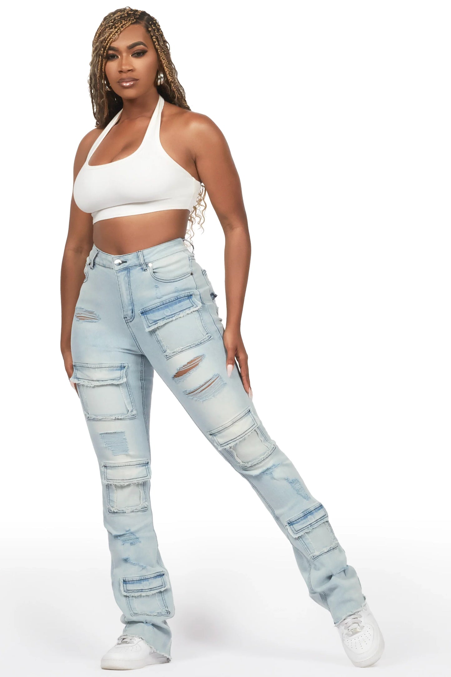 Antione Light Wash Stacked Flare Jean