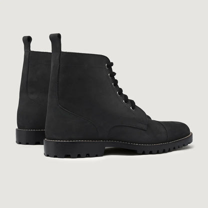 Knight Derby Matte Black Pullup Leather Boots - TerraGrip