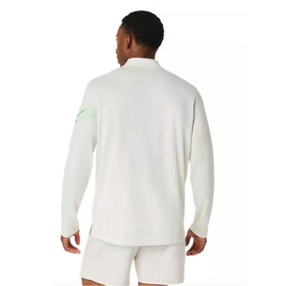 2026 ASICS Los Angeles Marathon FINISHER - ASICS Men's Icon Long Sleeve 1/2 Zip Cream/Vital Green (2011D459) (LA26-37)