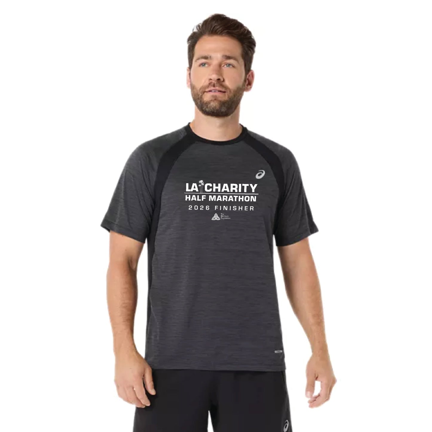 2026 Los Angeles Charity Half Marathon FINISHER - ASICS Men's Road SS Top Black (2011D453) (LA26-39)