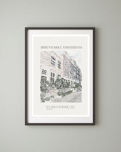 Herenmarkt Amsterdam - Landscape Art Print