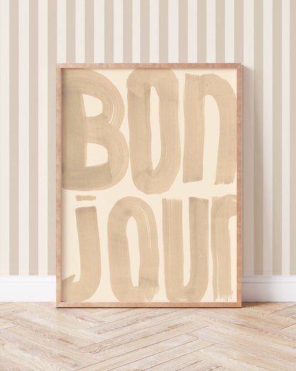 Bonjour' - Word Art Print