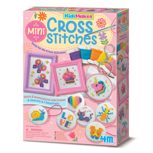 4M Cross Stitch Buttons - Beginner Cross Stitch Set for Kids, Arts & Crafts Kit