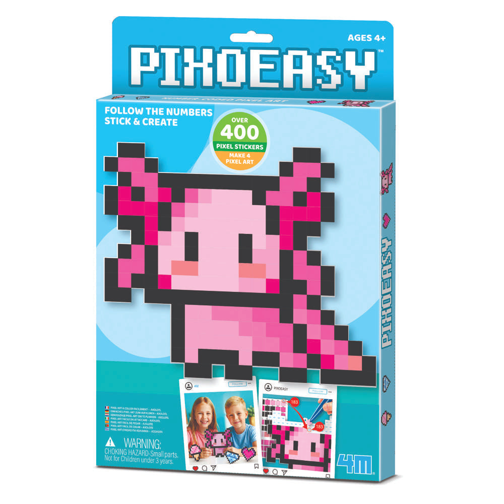 4M Pixoeasy Axolotl - Pixel Art Kit, Craft Kits for Kids, Arts & Crafts Gifts