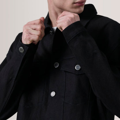 Eddie Black Oversized Denim Trucker Jacket
