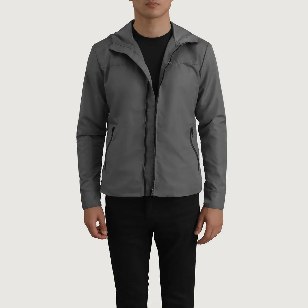 Wesley Grey Hooded Windbreaker Jacket