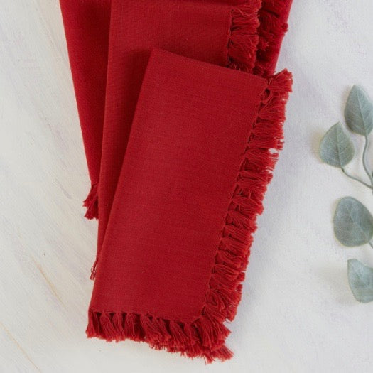 April Cornell - Red Essential Fringed Napkins, Set of 4
