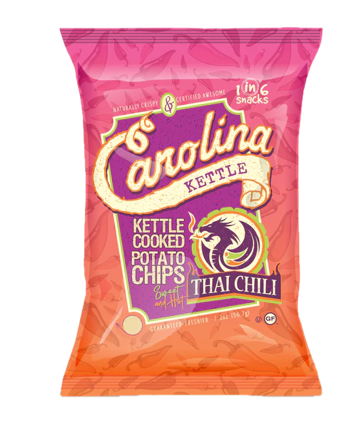 1In6 Snacks Kettle Cooked Potato Chips, Thai Chili - 5 OZ 14 Pack