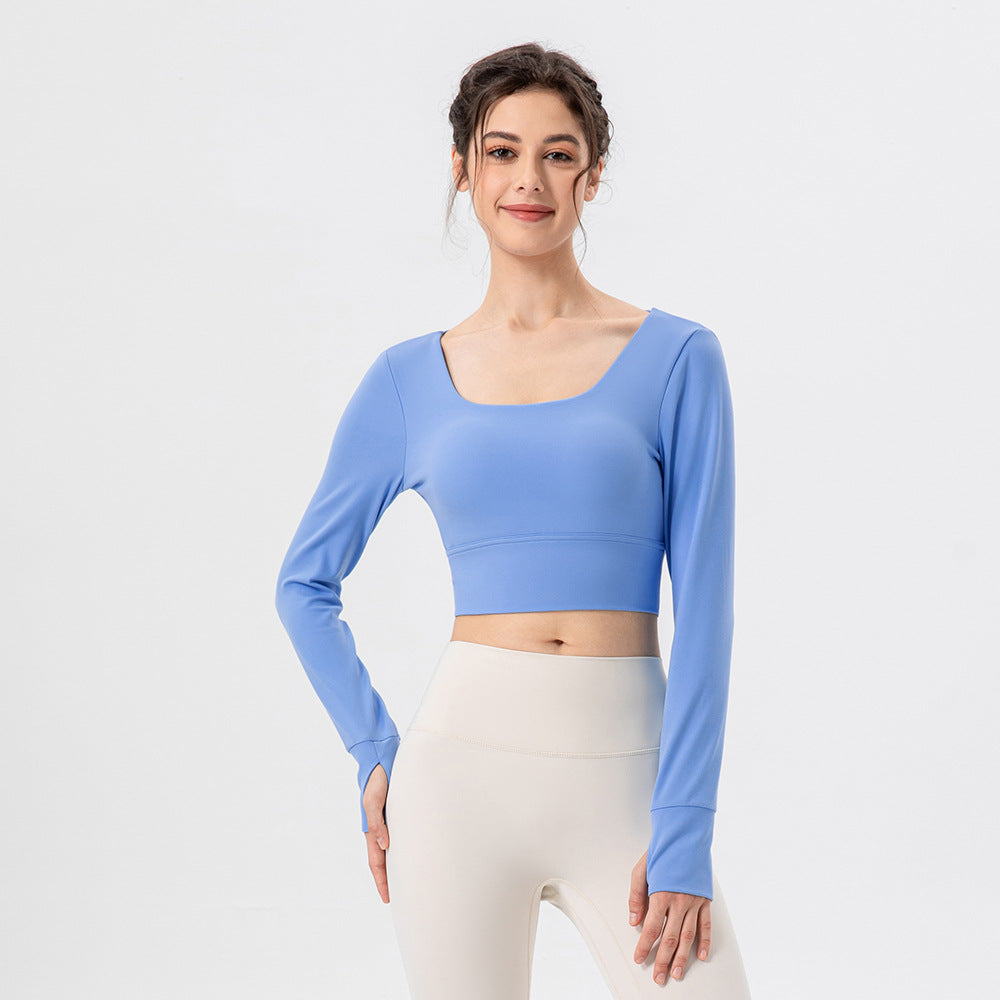 Women's breathable Gym top with padding long sleeve