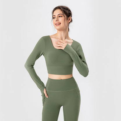 Women's breathable Gym top with padding long sleeve