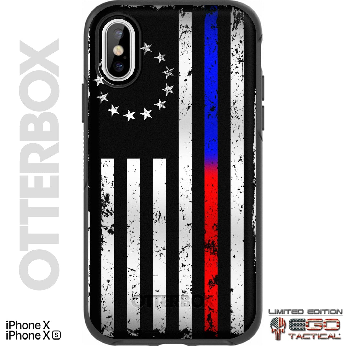 Subdued US 50-Star or 13-Star American Flag Thin Blue Line / Thin Red Line Custom Printed Case Design for Apple, Samsung, Google & Motorola Phone Models
