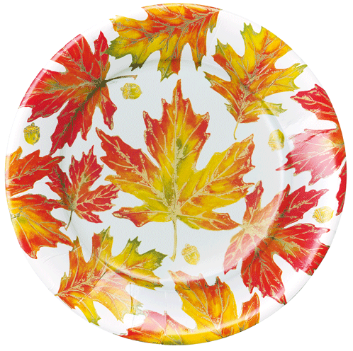 Autumn Hues White Caspari Dinner Plates