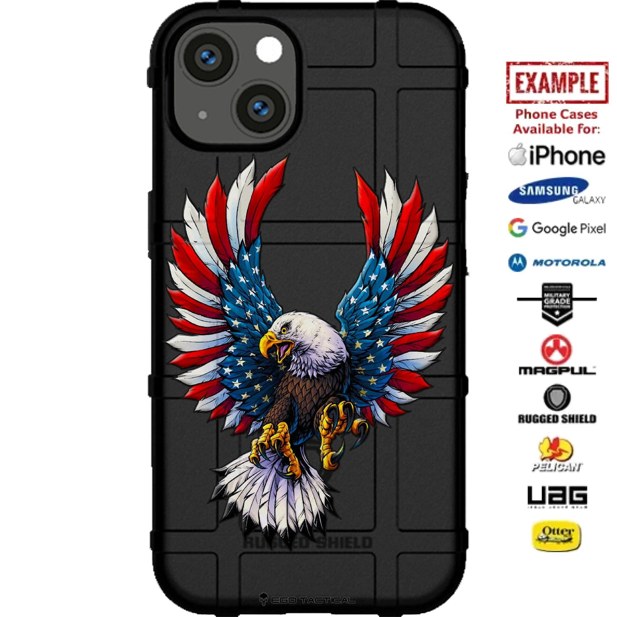 American Eagle U.S. Flag Wings Design Custom Printed Case Design for Apple, Samsung, Google & Motorola Phone Models